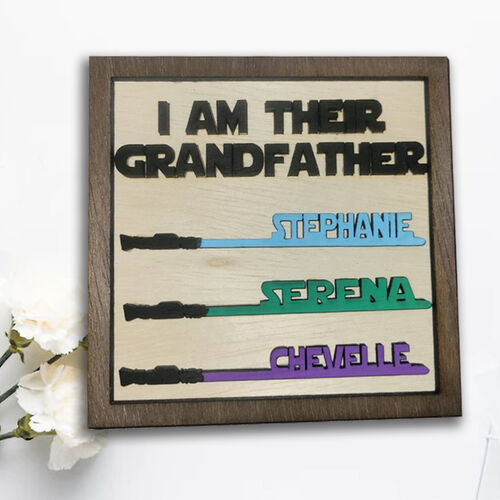 Personalized Name Puzzle Frame with Lightsaber Sign for Father's Day Gift