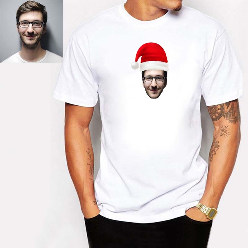 Custom Christmas Hat Photo T-Shirt