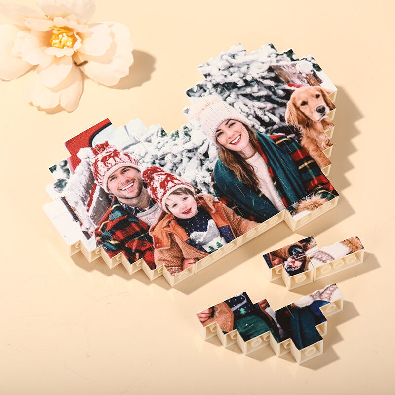 Personalised Draw Your Own Building Brick Heart Photo Block