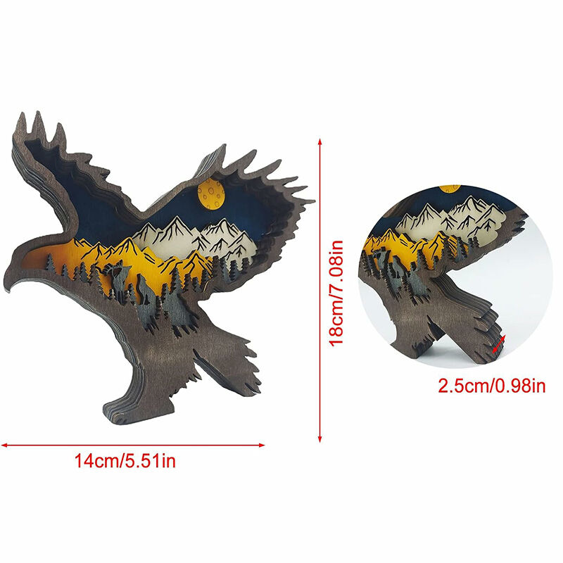 Eagle 3D Wood Carving Decorative Light Best Gift for Dad