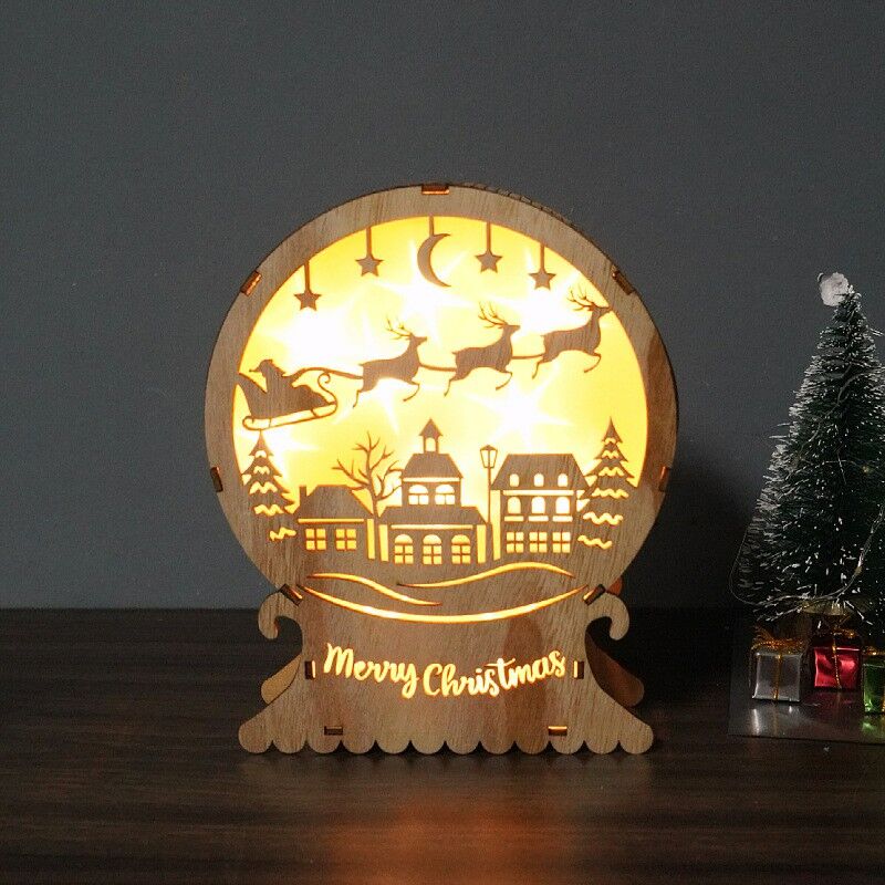 Beautiful 3D Wood Carving Decorative Light Creative Christmas Gift