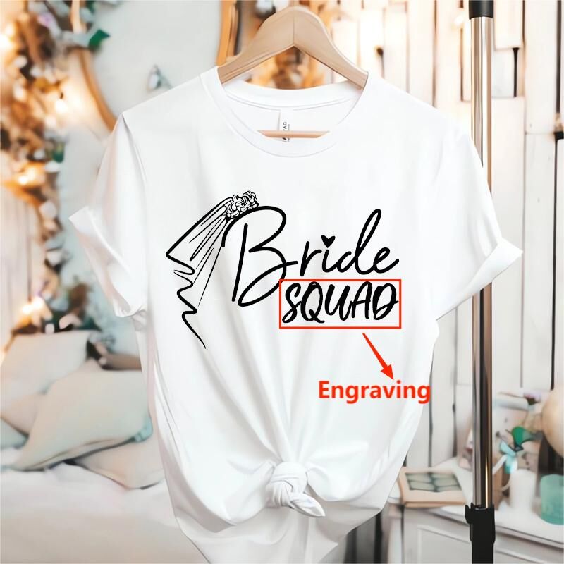 T-shirt personnalisé Bride Squad avec voile de mariage Cadeau créatif pour l'enterrement de vie de jeune fille