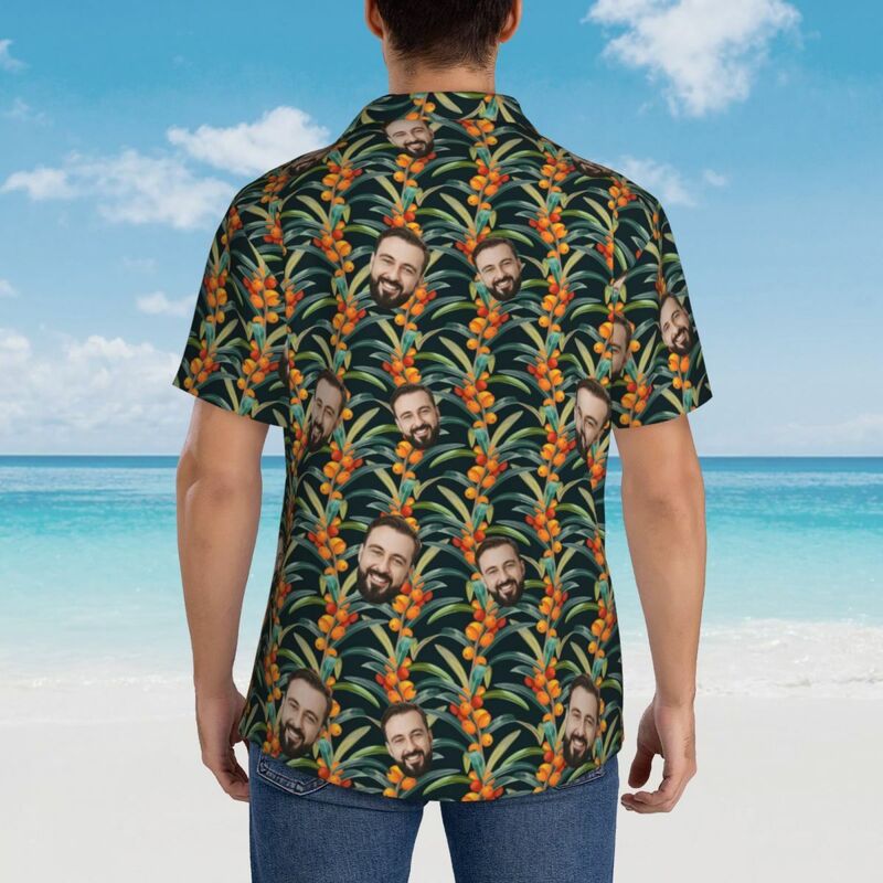 Camisas Hawaianas con Diseño de Flores y Hojas Personalizadas Camisa de Playa para Hombre