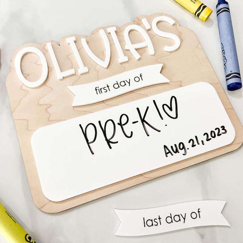 Personalized First/Last Day Of School Sign Custom Name Lovely Gift for Kids