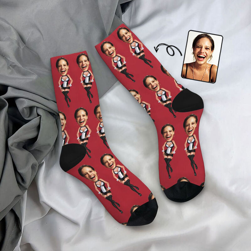 "Fashion Girl" Personalized Face Socks Funny Gift for Her