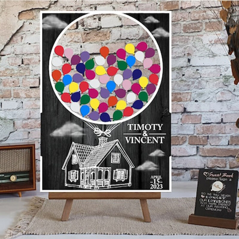 Personalized Wedding Guest Book Stay Warm House And Balloon Insert Wedding Favors