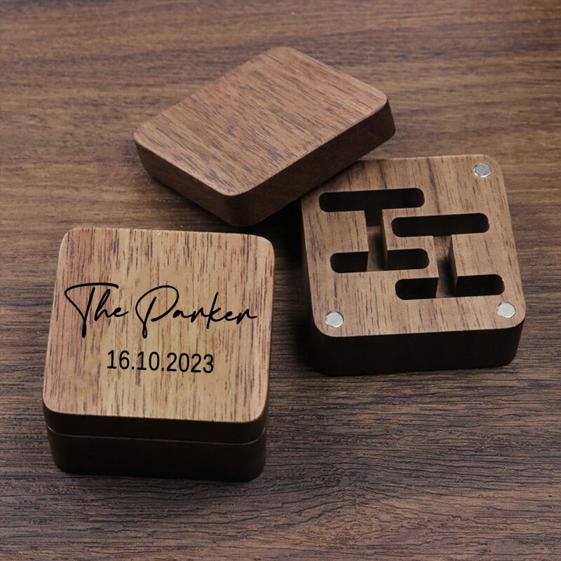 Personalized Cufflink Box Custom Name and Date Engraving Design Unique Gift for Him Friends