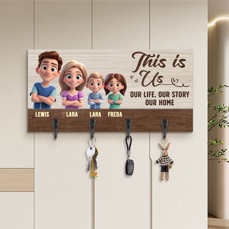 Personlig Nyckelkrok Anpassad tecknad foto söt design Attraktiv heminredning Present till familjen