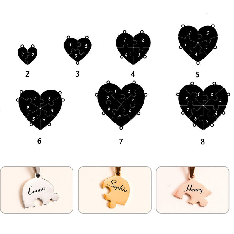 Personalized Heart Shaped Jigsaw Puzzle Keychain Special Gift for Family Members