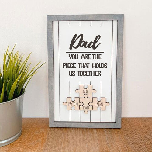 “Dad Are The Piece That Holds Us Together" Personalisierter Grau Rahmen