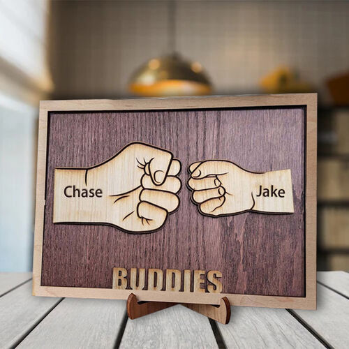 Personalized Name Puzzle Frame with Fist Bump Custom Name for Father's Day