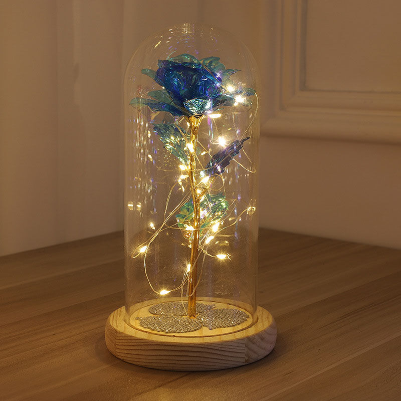 Galaxy Rose Glass Lampshade Preserved Flower Sequin Rose Flower Night Light Gift