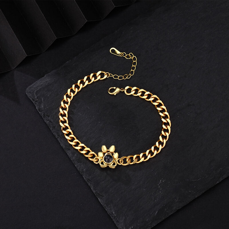 Personalized Projection Picture Bracelet With Paw Pendant Christmas Gift For Pet Lovers