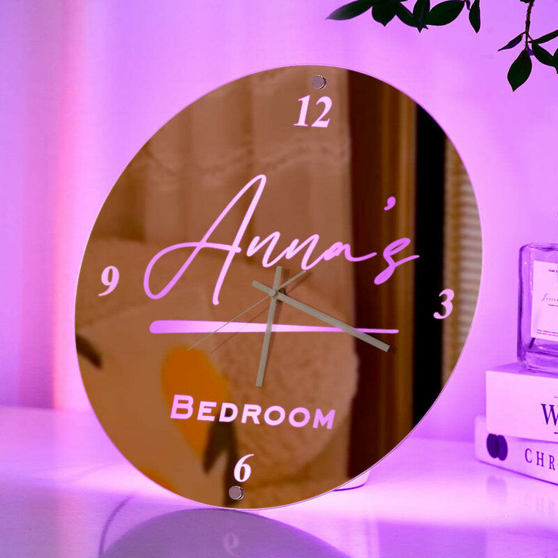 Personalized Mirror Lamp Customized Name Band Clock Cool Gift