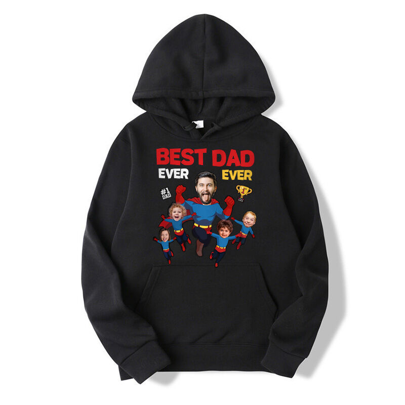 Personalized Hoodie Best Dad Ever Custom Photos Superman Outfit Design Wonderful Gift for Father's Day