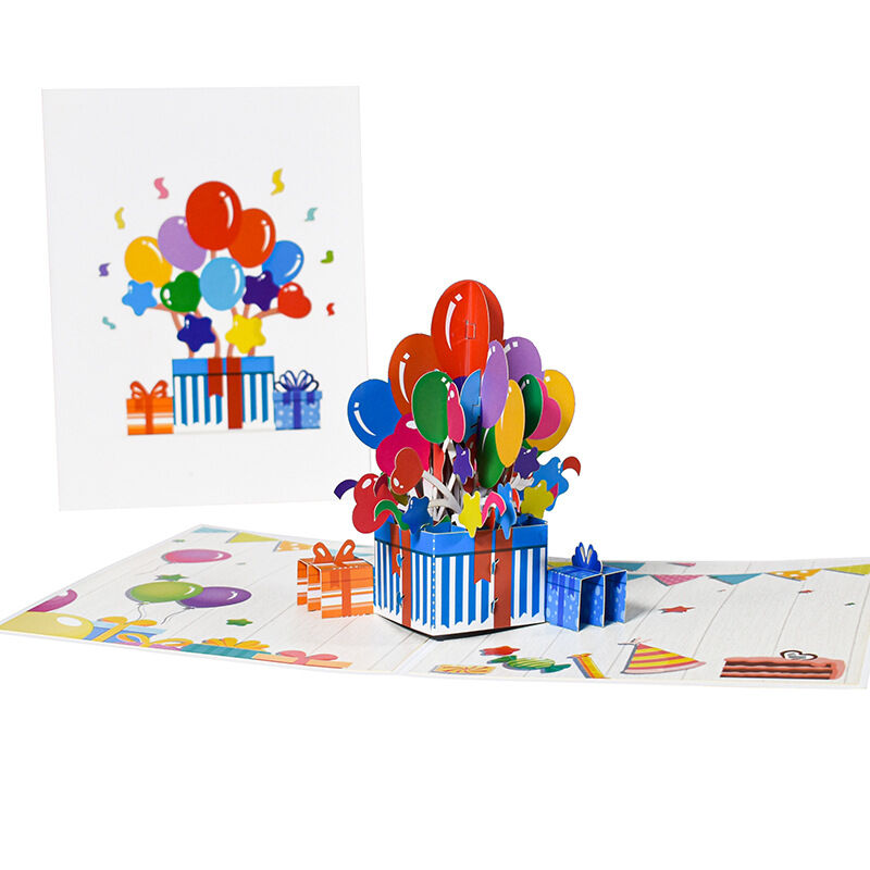 Carte Pop Up 3D Joyeux Anniversaire Ballon Surprise Boîte Cadeau