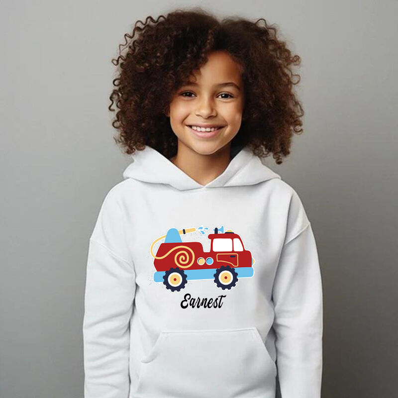 Personalized Children Hoodie Custom Name Band Car Pattern Gift For Boys