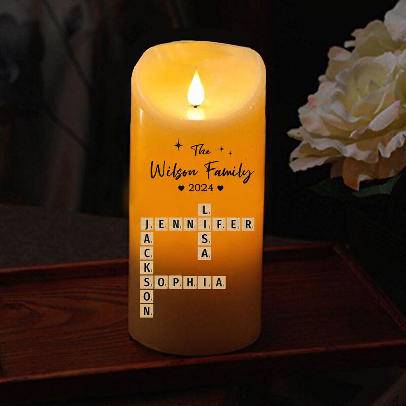 Bougie LED personnalisée Scrabble Noms de famille personnalisés pour votre amour