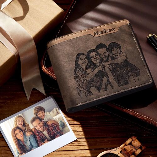 Personalisierte doppelseitige Foto Wallet-Geschenk für ihn-glückliche Familie von vier