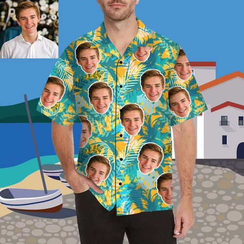 Custom Face Plants Men's All Over Print Hawaiian Shirt