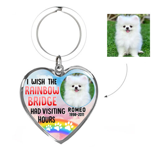 "Ich wünsche mir, dass die Regenbogenbrücke Besuchszeiten hat" Luxus Haustier Gedenken Schlüsselanhänger Geschenk für Tierliebhaber