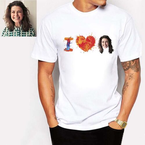 Camiseta personalizada con foto "I Love You"