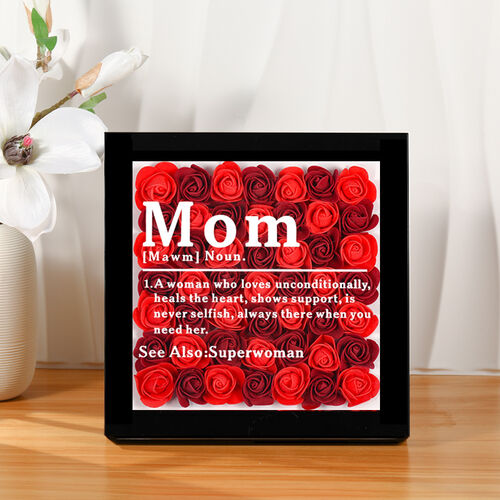 Personalisierte Rose Blume Shadow Box Geschenk für Muttertag-Mama Ich liebe dich mehr