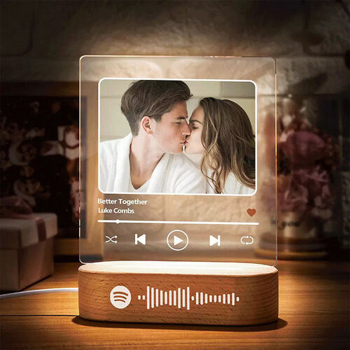 Veilleuse musicale Plaque Spotify personnalisée avec chanson et photo en acrylique