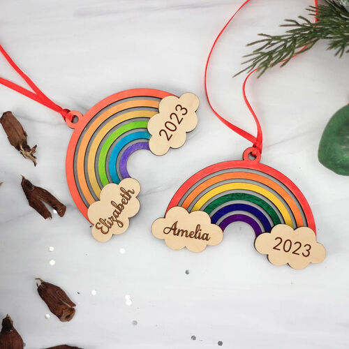 Personalized Kids Name Christmas Rainbow Ornament
