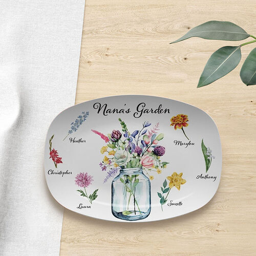 Personalized Name and Birth Flower Plate  Beautiful Mother's Day Present