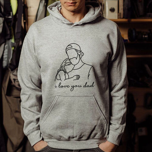 Felpa con cappuccio personalizzata Elaborato motivo a linee con testo personalizzato Grande regalo per papà
