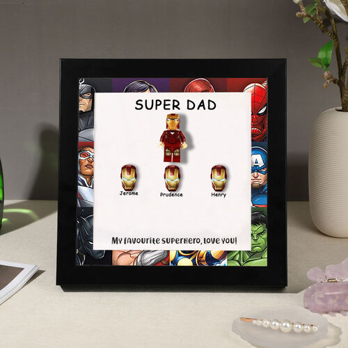 Personalized Superhero Frame Custom Mask Name for Father's Day