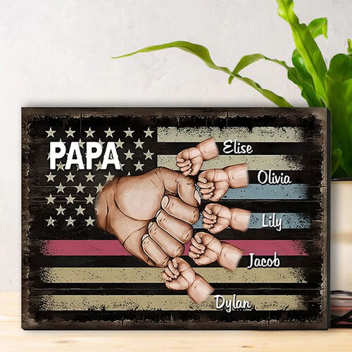 Personalized Name Puzzle Frame Fist Bump with Stars and Stripes Setting for Dear Dad