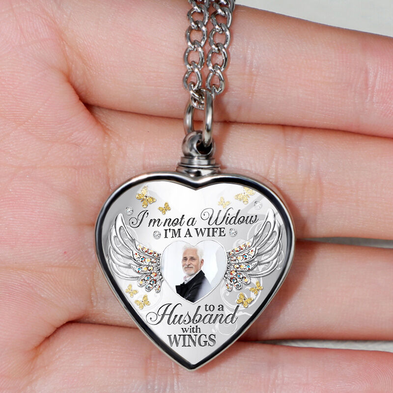 Personalized I'm Not A Widow I'm A Wife Memorial Picture Urn Necklace