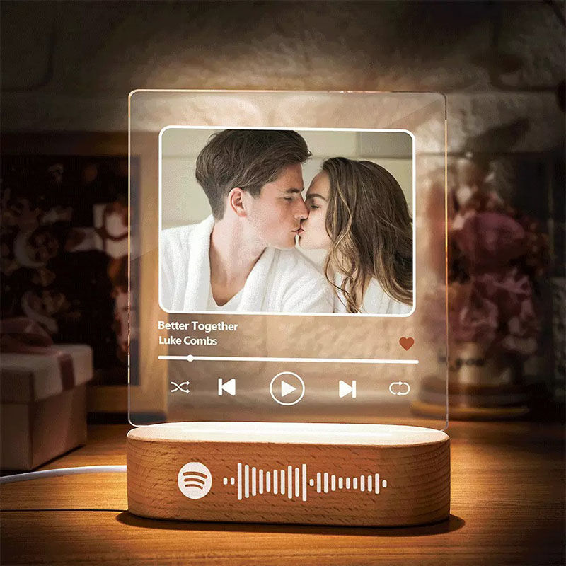 Luz nocturna personalizada con foto y música de spotify de regalo conmovedor para mujer