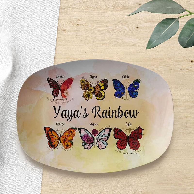 Personalized Name Plate with Rainbow Butterfly Pattern for Grandma