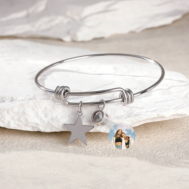 Personalized Projection Photo Bracelet with Star Charm for Teens