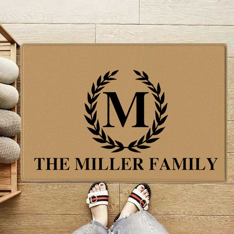 Felpudos personalizados con nombre de familia y patrón de logo