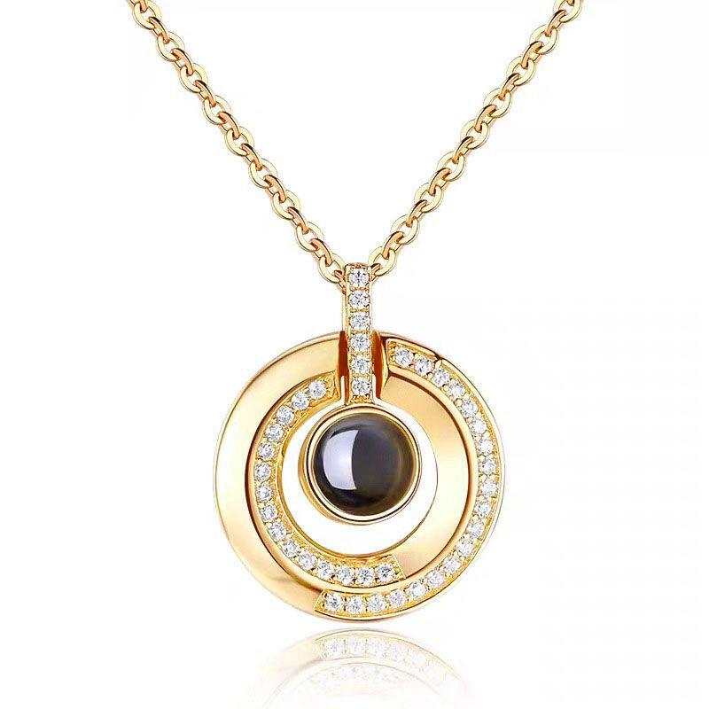 Collier Sterling Argent Rond Personnalisable Image Projection