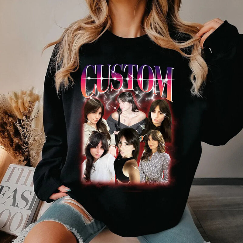Personalized Sweatshirt with Custom Photos Retro Style Vintage Design for Loved One