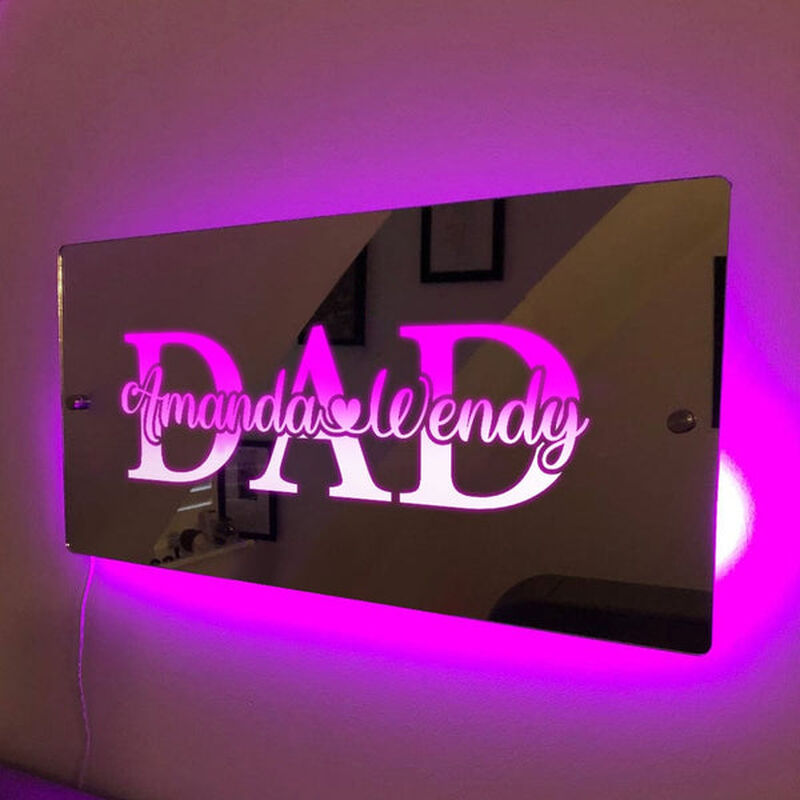 Personalized Led Dad Mirror Light Father's Day Gift