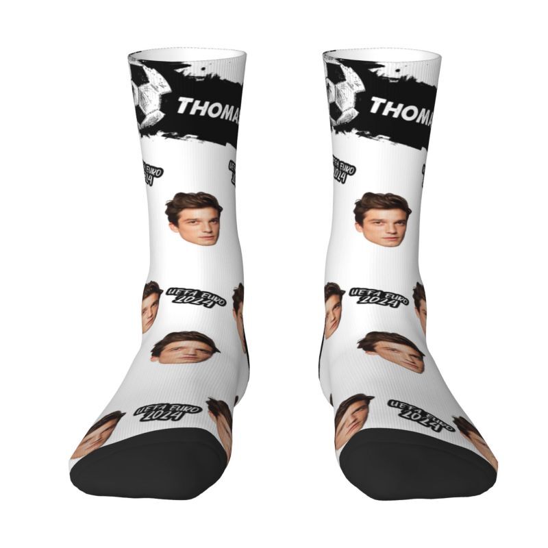 Custom Face Socks with Football Pattern Can Add Photos for Friends