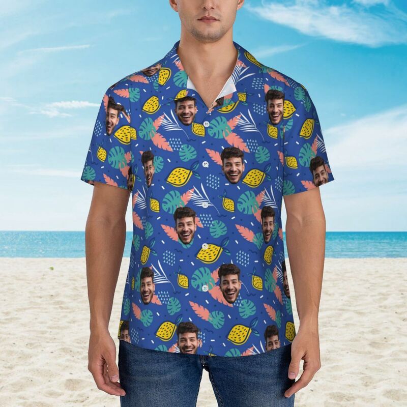 Camicia hawaiana personalizzata con stampa foglie tropicali Regalo per le vacanze da uomo