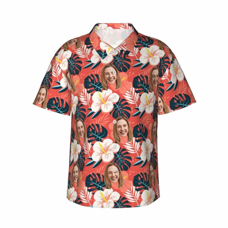 Camicia hawaiana personalizzata da uomo con motivo floreale grande per vacanze