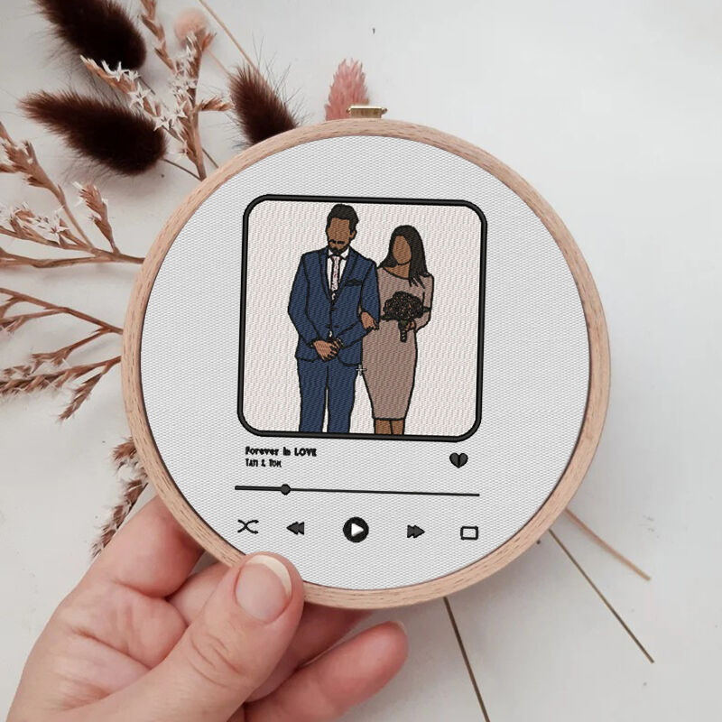 写真入れ 曲名 音楽 ミュージック デザイン 刺繡フープ ホーム飾り 壁掛けファブリックパネル カップル 記念日
