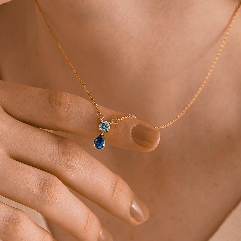 Gepersonaliseerde Tweeling Geboortesteen Ketting Geweldig Cadeau Voor Valentijnsdag
