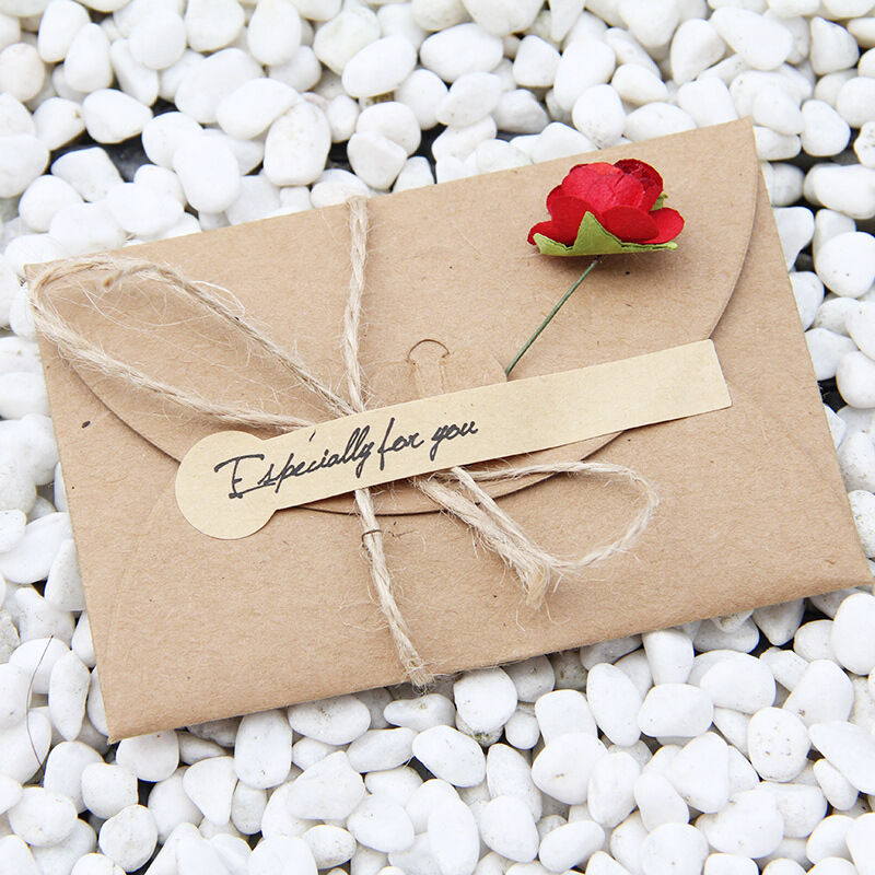 3D Paper Dried Flower Design Kraft Paper Card Elegant Gift for Loved One