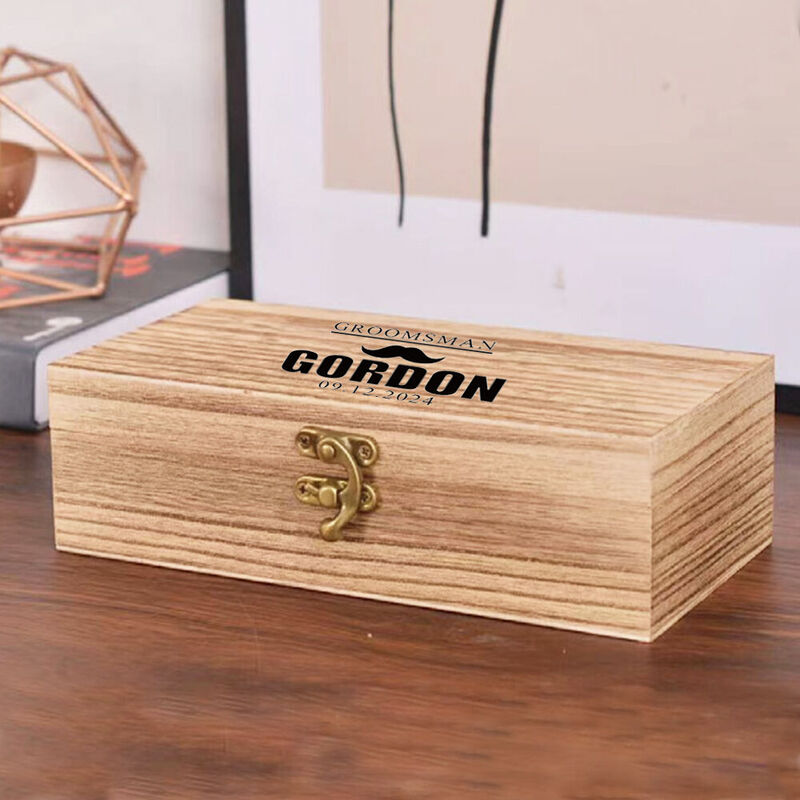 Gepersonaliseerde gegraveerde zonnebrillenkoker met naam en datum houten doosje cadeau voor bruidegoms