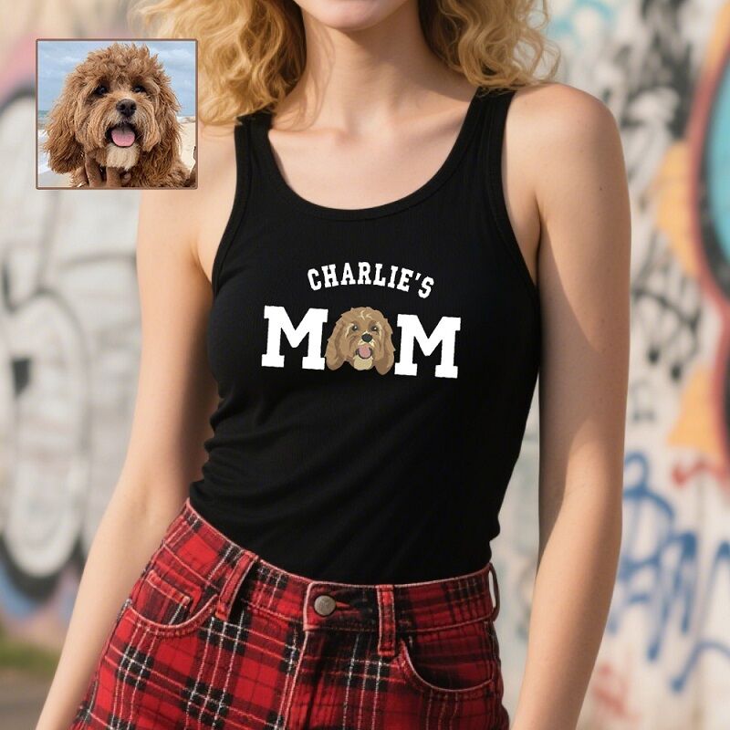 Personalized Tank Top Custom Pet Head Photo Design Adorable Gift for Pet Lover Mom