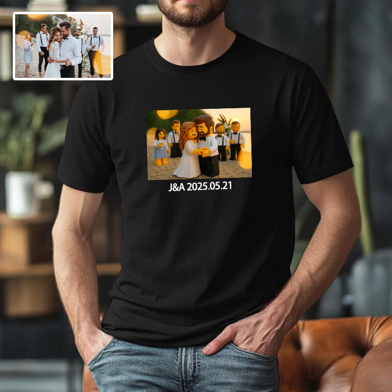 Personalized T-shirt Custom Photo Building Block Style Design Adorable Gift for Loved Ones